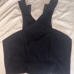 Black Sleeveless Cross-Back crop Top